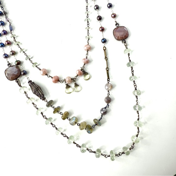 Sundance Inspired Boho Necklace, Fall Mixed Gemstone Necklace - Picture 2 of 6
